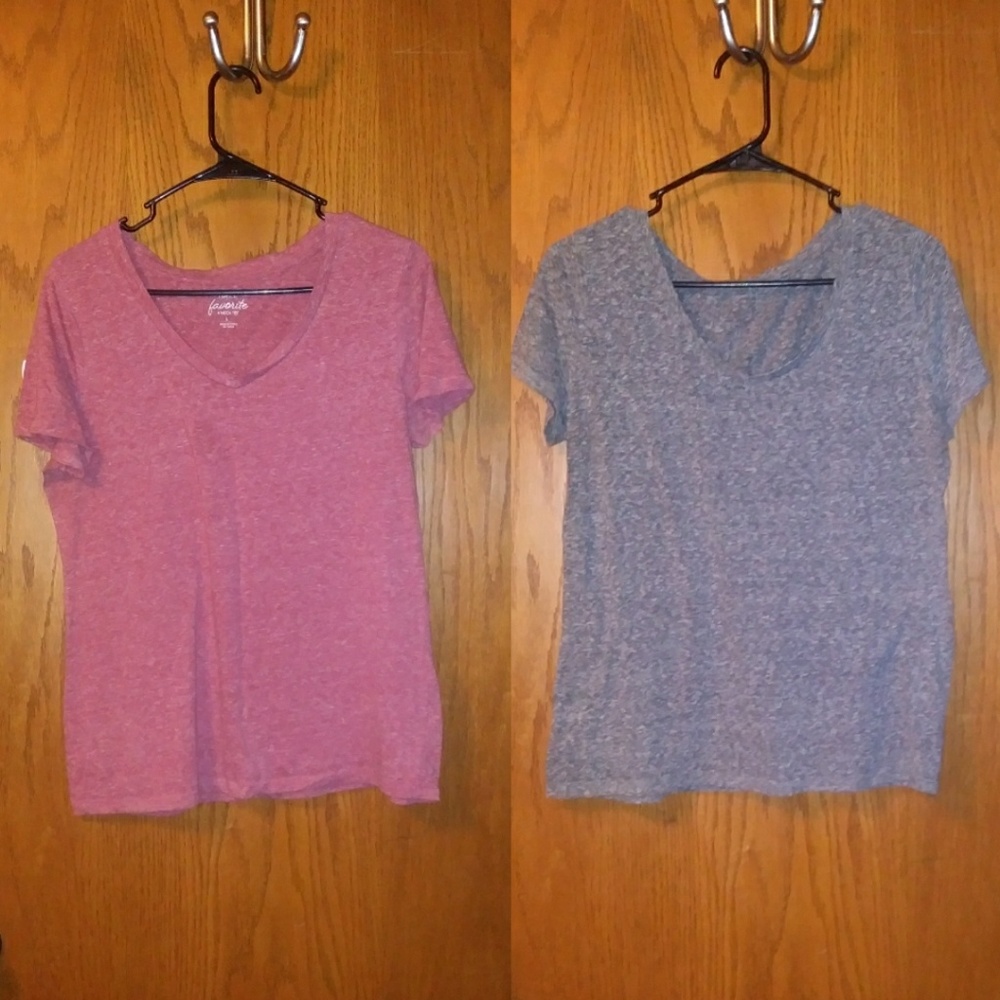 Set of Grey and Pink V-Neck T's